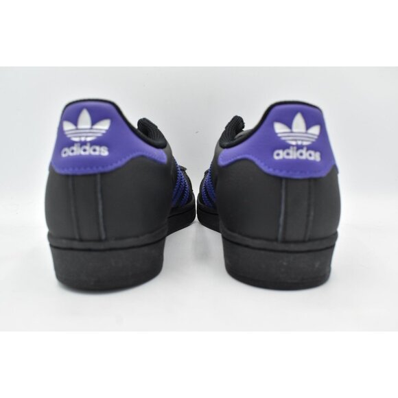 Adidas Womens Size 7.5 Superstar Black Purple Leather Sneakers Shoes - Picture 5 of 12